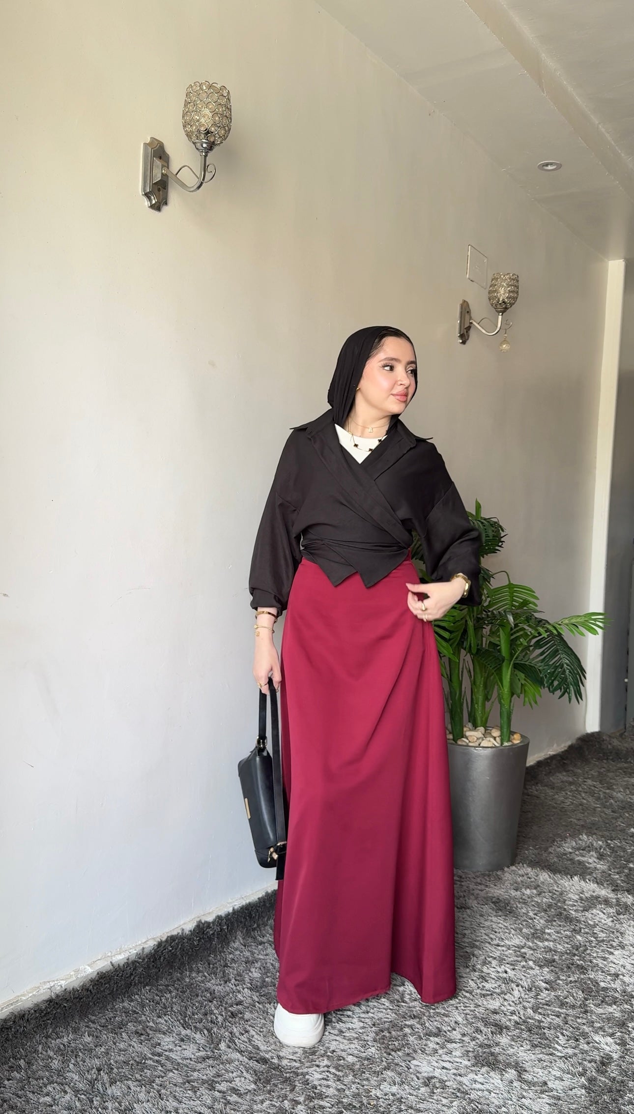 Widad — A-Line Burgundy Skirt
