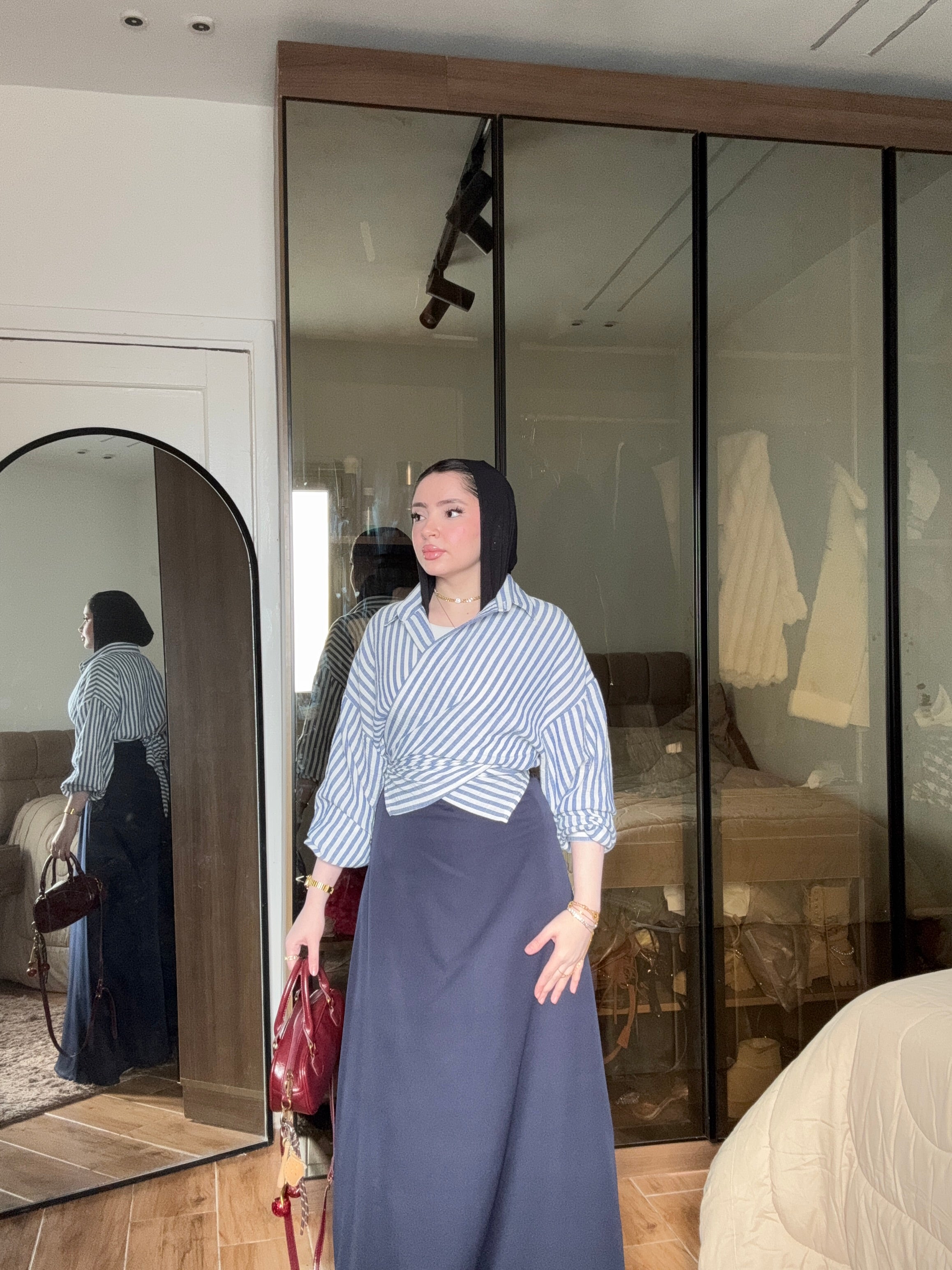 Sama — A-Line Steel Blue Skirt