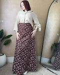A line Brown Floral Skirt