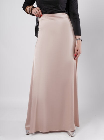Loulou — Beige Satin Skirt