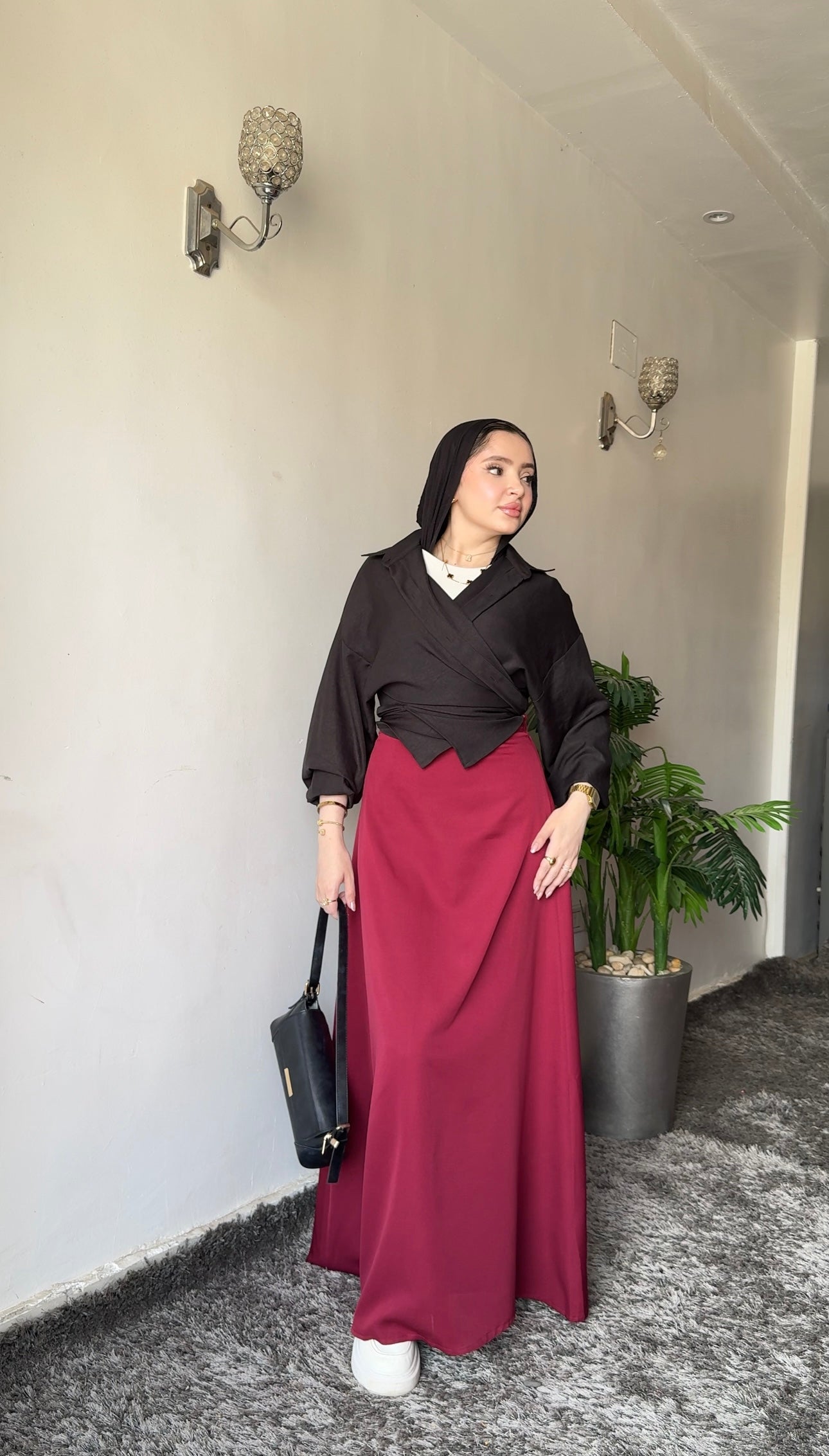 Widad — A-Line Burgundy Skirt