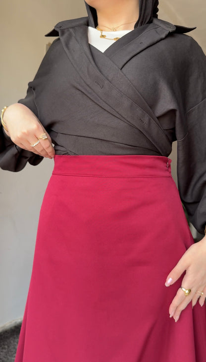Widad — A-Line Burgundy Skirt