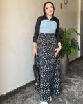 A line Black Floral Skirt