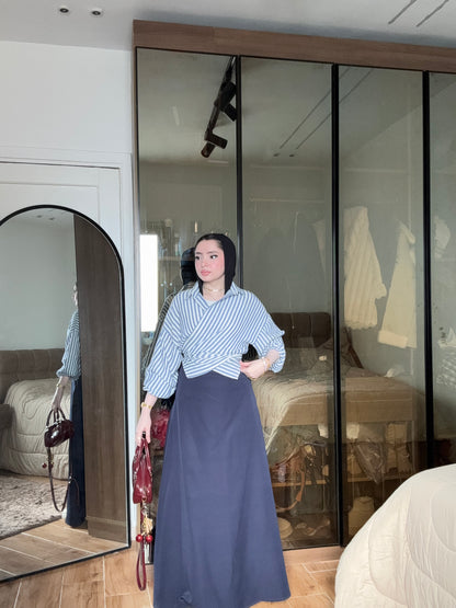 Sama — A-Line Steel Blue Skirt