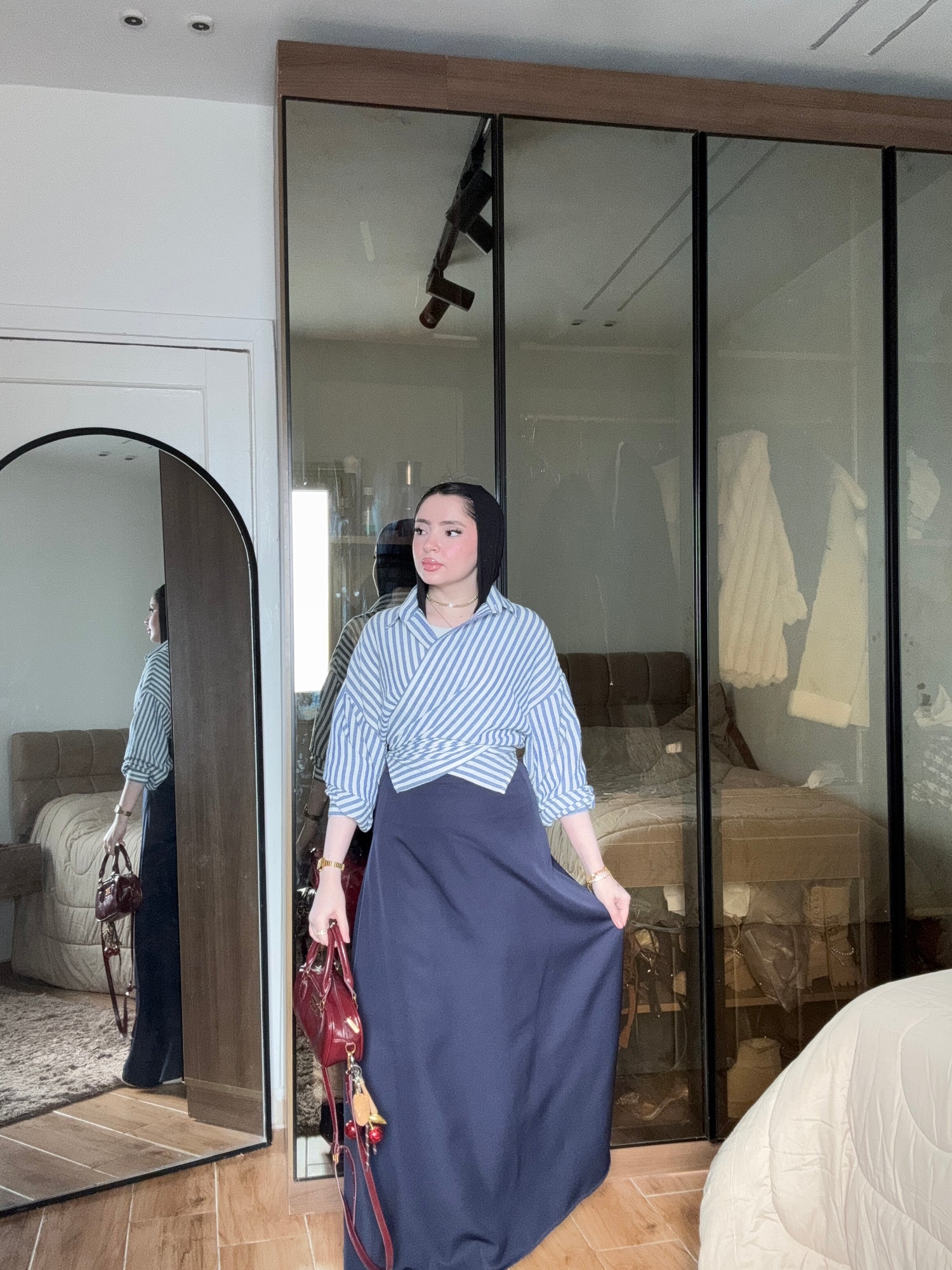 Sama — A-Line Steel Blue Skirt