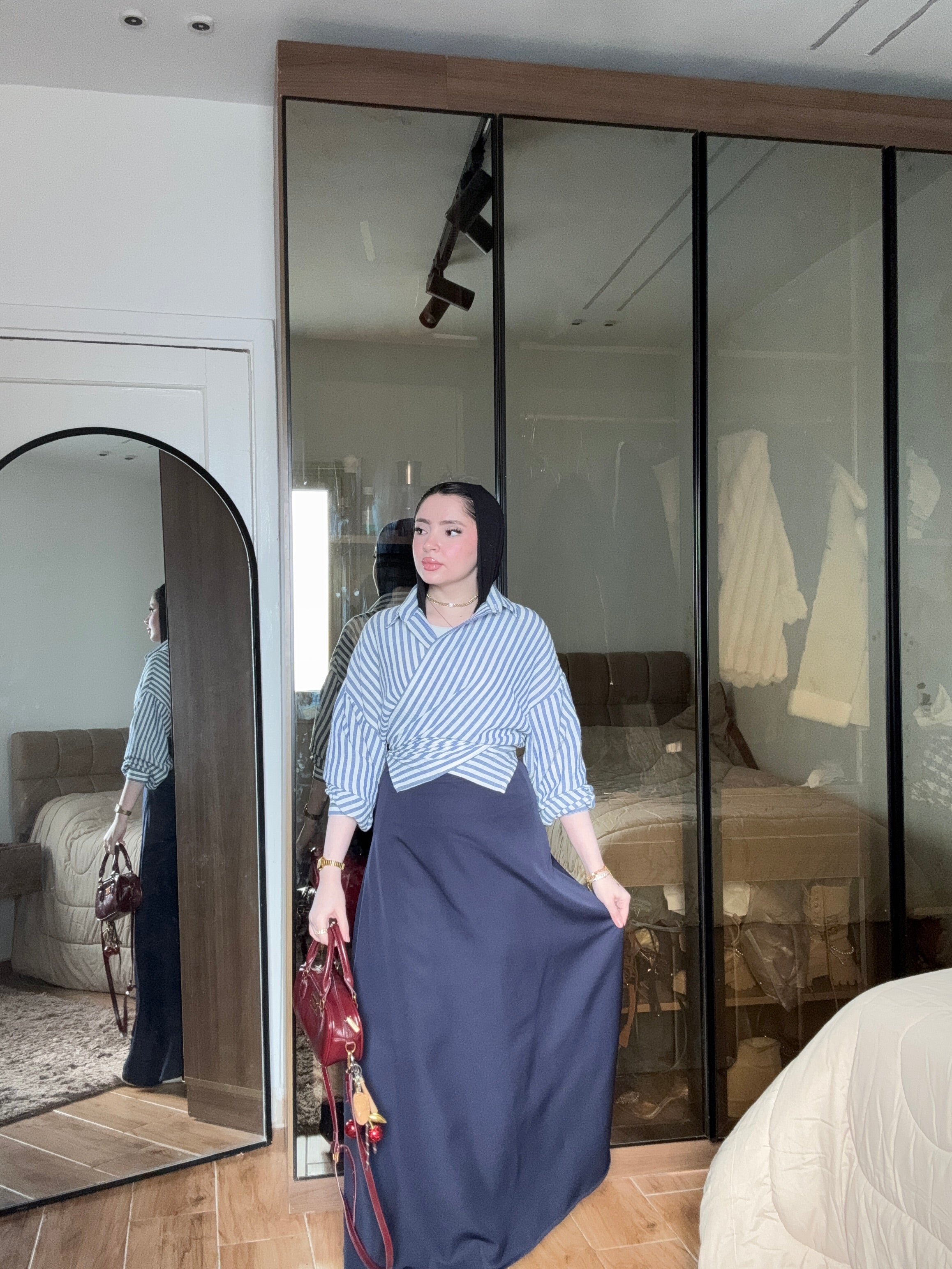 Sama — A-Line Steel Blue Skirt