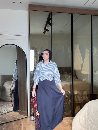 Sama — A-Line Steel Blue Skirt