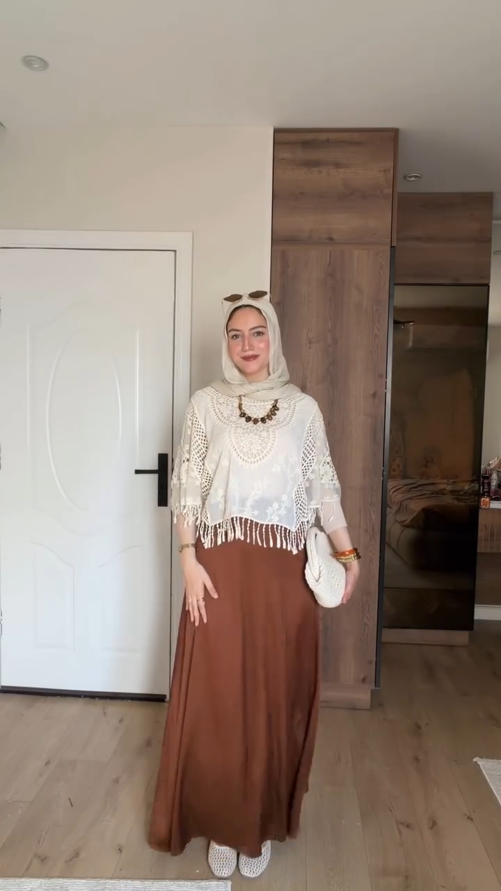 Qahwa — Brown Satin Skirt