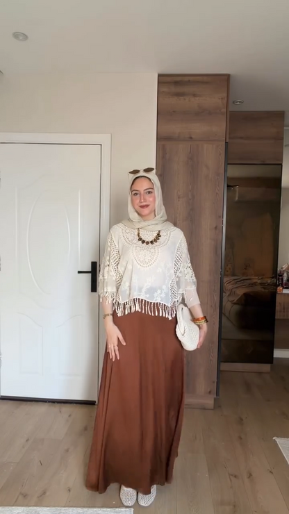 Qahwa — Brown Satin Skirt