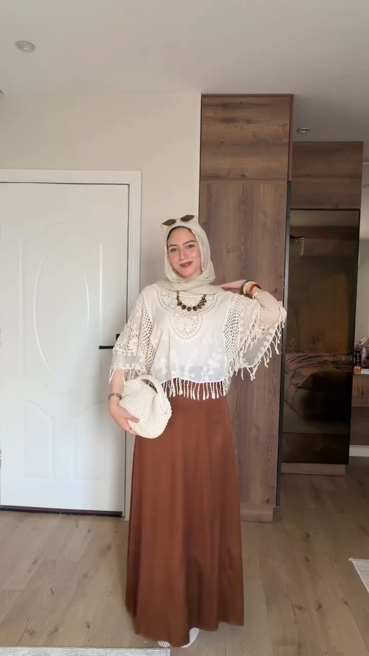 Qahwa — Brown Satin Skirt