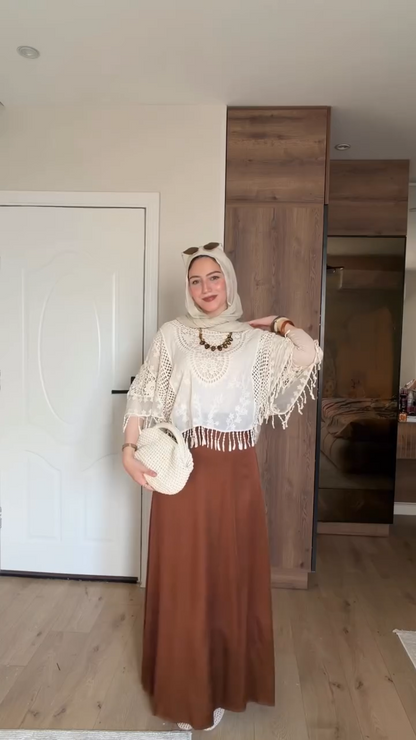 Qahwa — Brown Satin Skirt