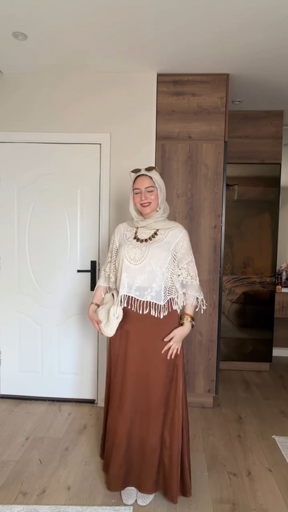 Qahwa — Brown Satin Skirt