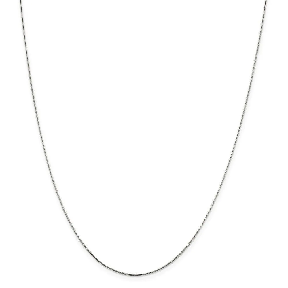 0.7mm, Sterling Silver Round Snake Chain Necklace