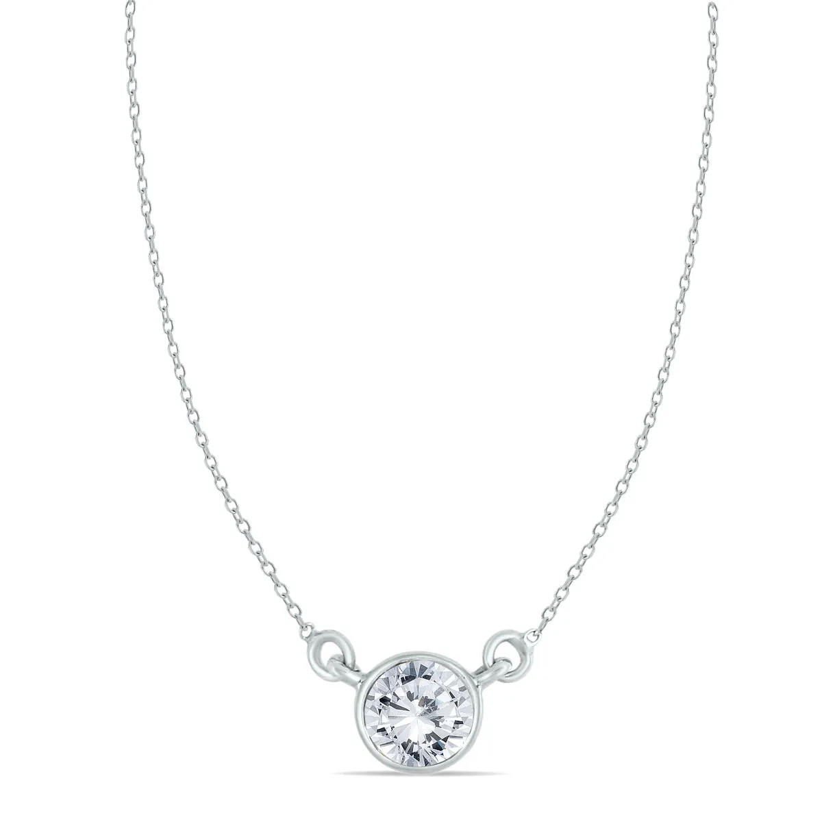 1 Carat Diamond Bezel Pendant In 14K White Gold