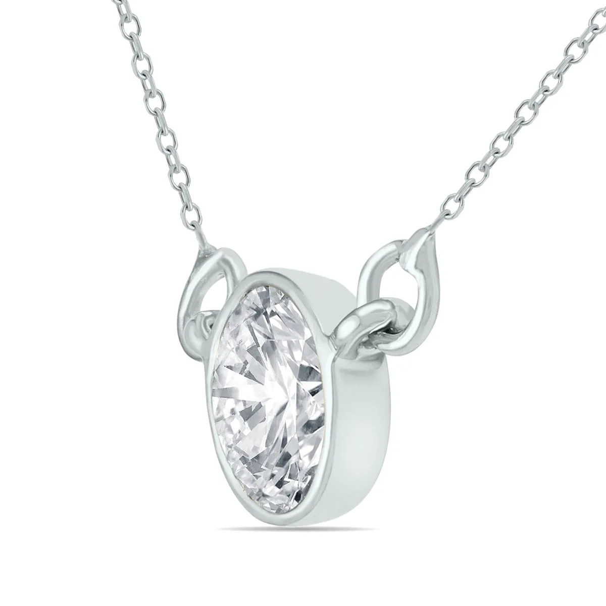 1 Carat Diamond Bezel Pendant In 14K White Gold