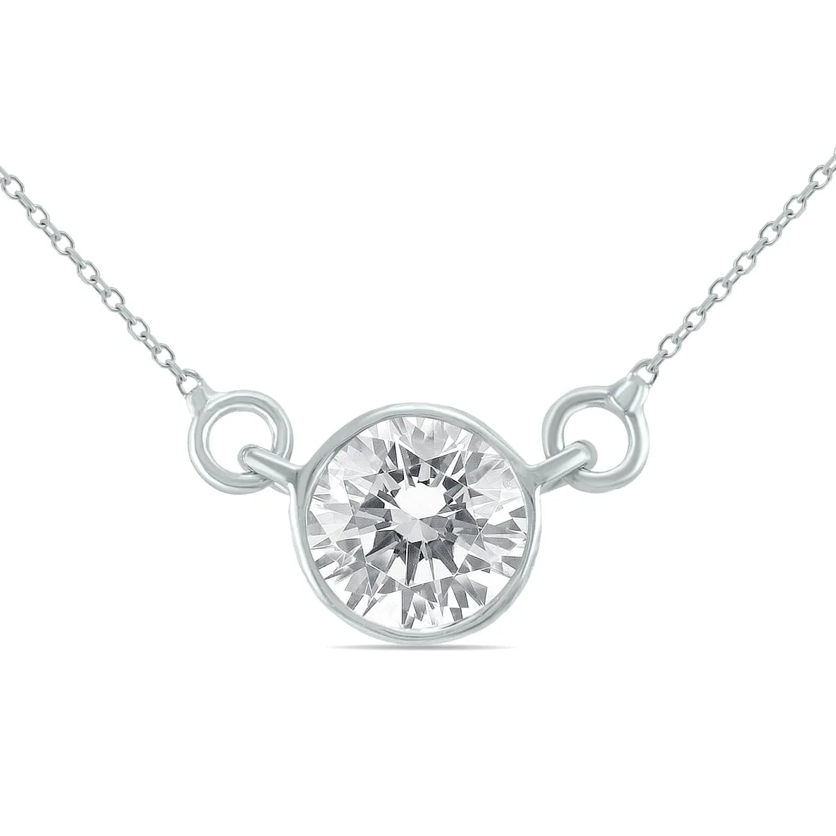 1 Carat Diamond Bezel Pendant In 14K White Gold