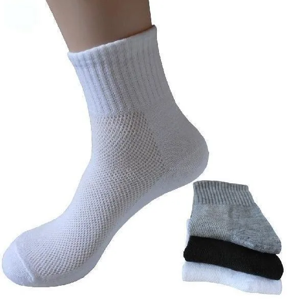 10 Pairs Per Lot Men's Spring Autumn Black Gray Cotton Mesh Socks