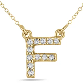 1/10 Carat Tw F Initial Diamond Pendant In 10K Yellow Gold