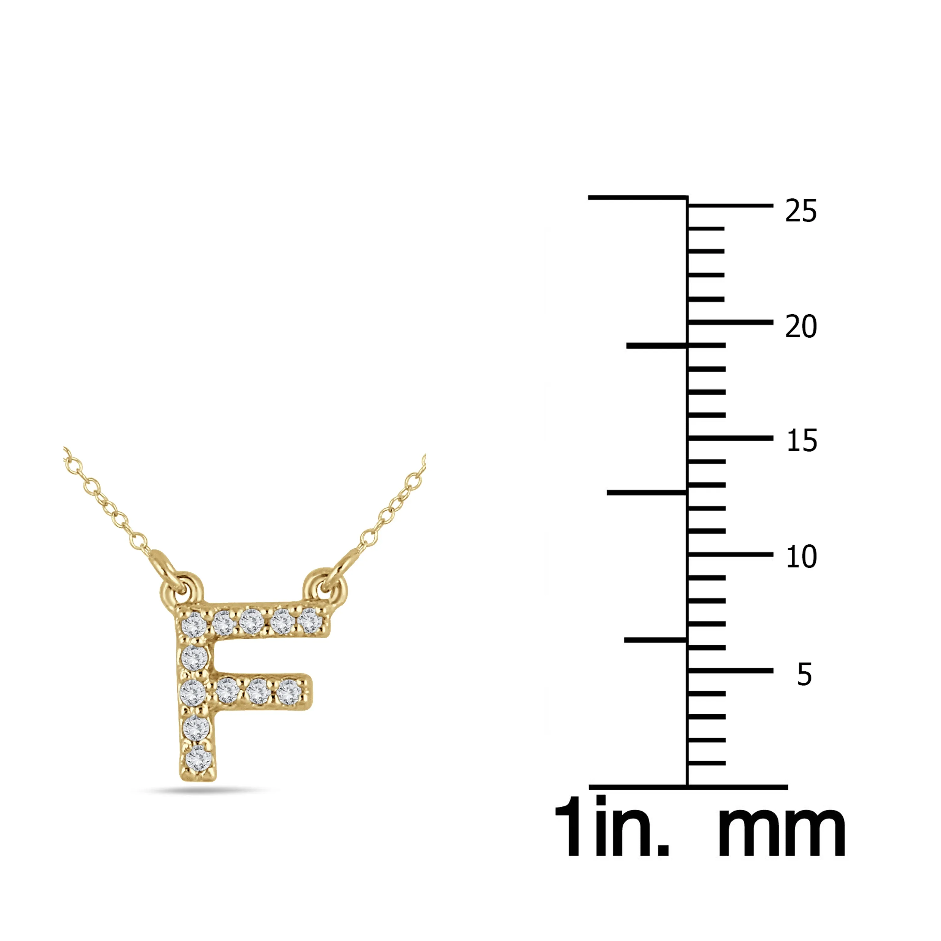 1/10 Carat Tw F Initial Diamond Pendant In 10K Yellow Gold