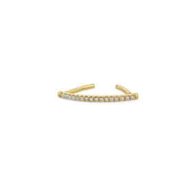 14k Pavé Diamond Thick Wire Bar Ear Cuff