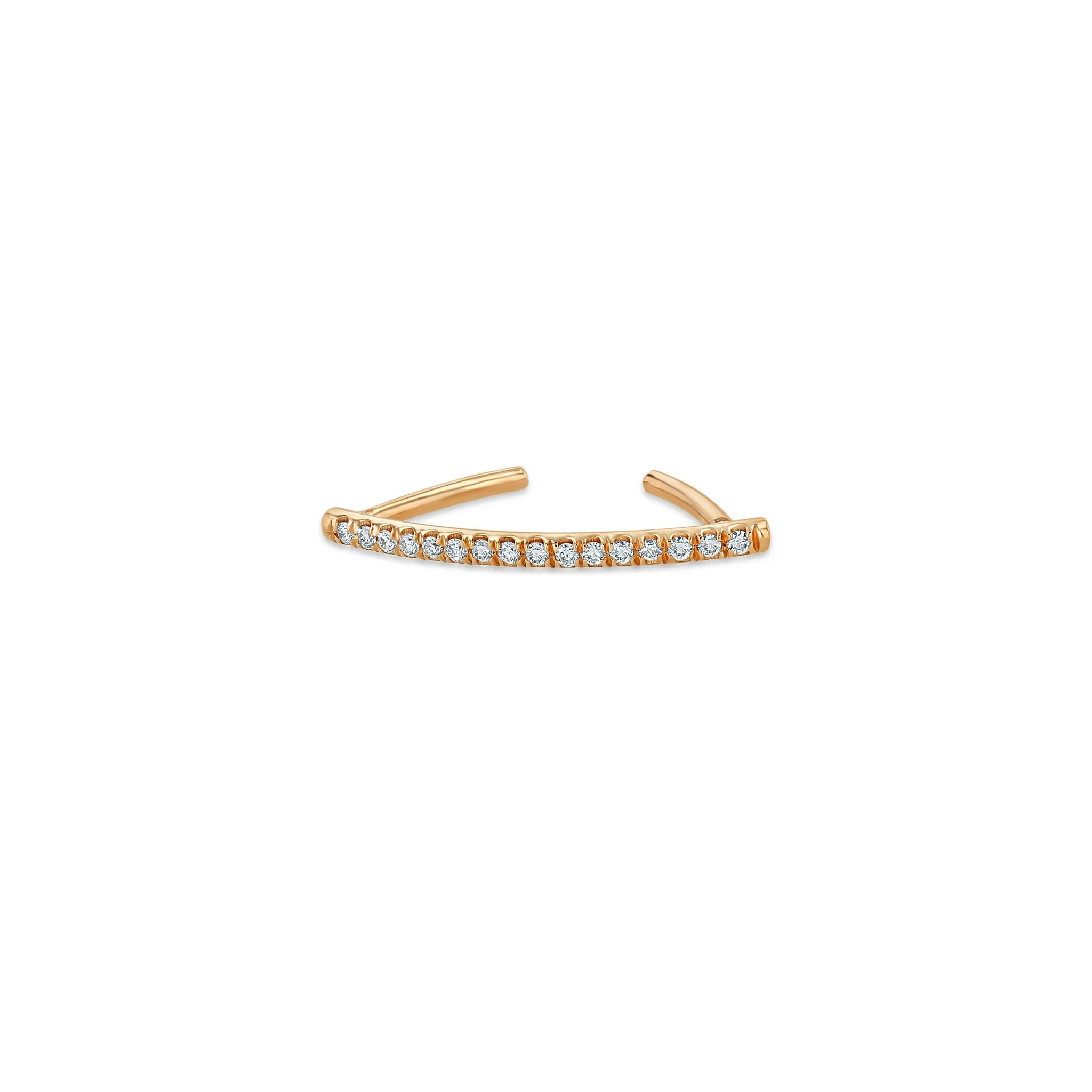 14k Pavé Diamond Thick Wire Bar Ear Cuff