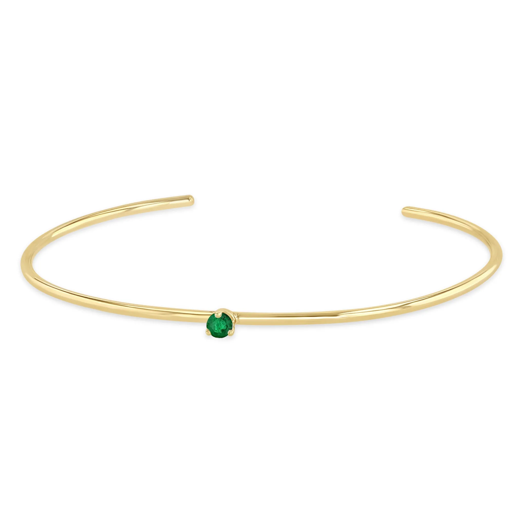 14k Single Prong Emerald Cuff