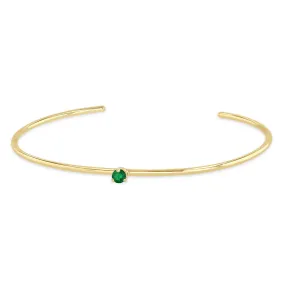 14k Single Prong Emerald Cuff