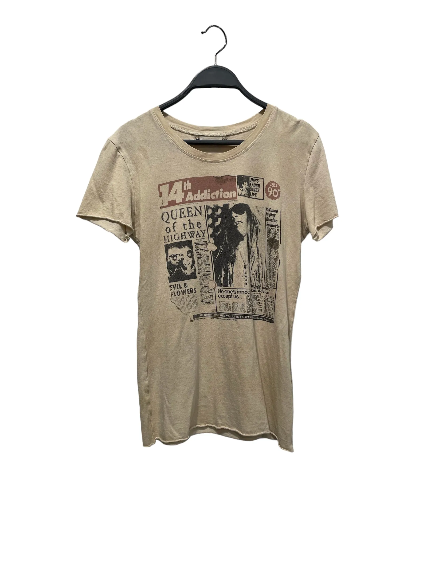 14th Addiction/T-Shirt/0/Cotton/CRM/Newspaper tee