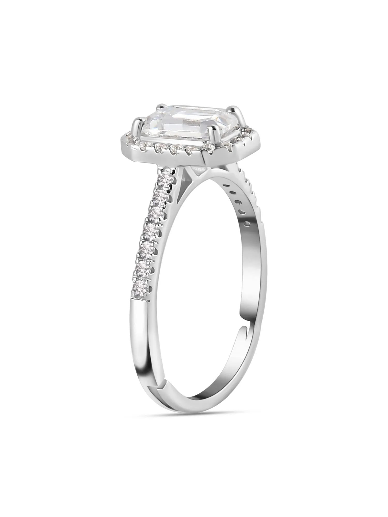 1.5 Carat American Diamond Adjustable Halo Ring in 925 Silver