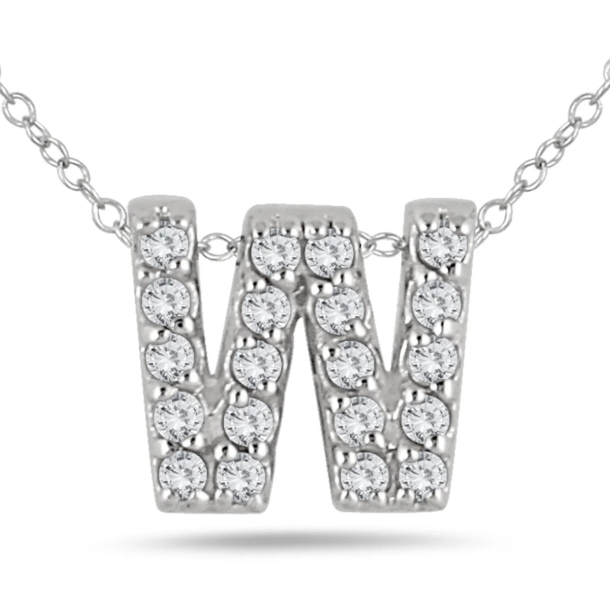 1/6 Carat Tw W Initial Diamond Pendant In 10K White Gold