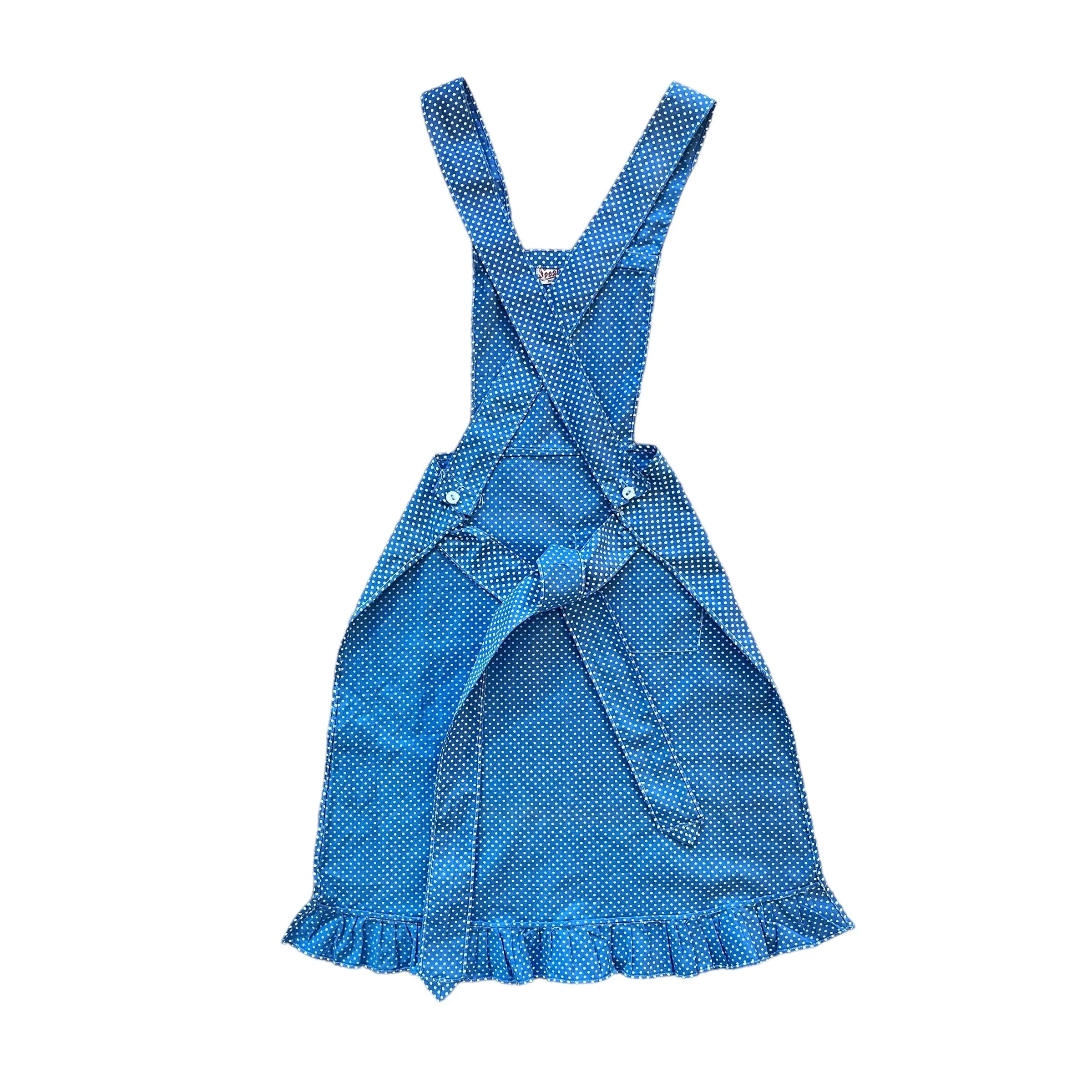 1960s Blue  Polka Dot Apron 6-8Y