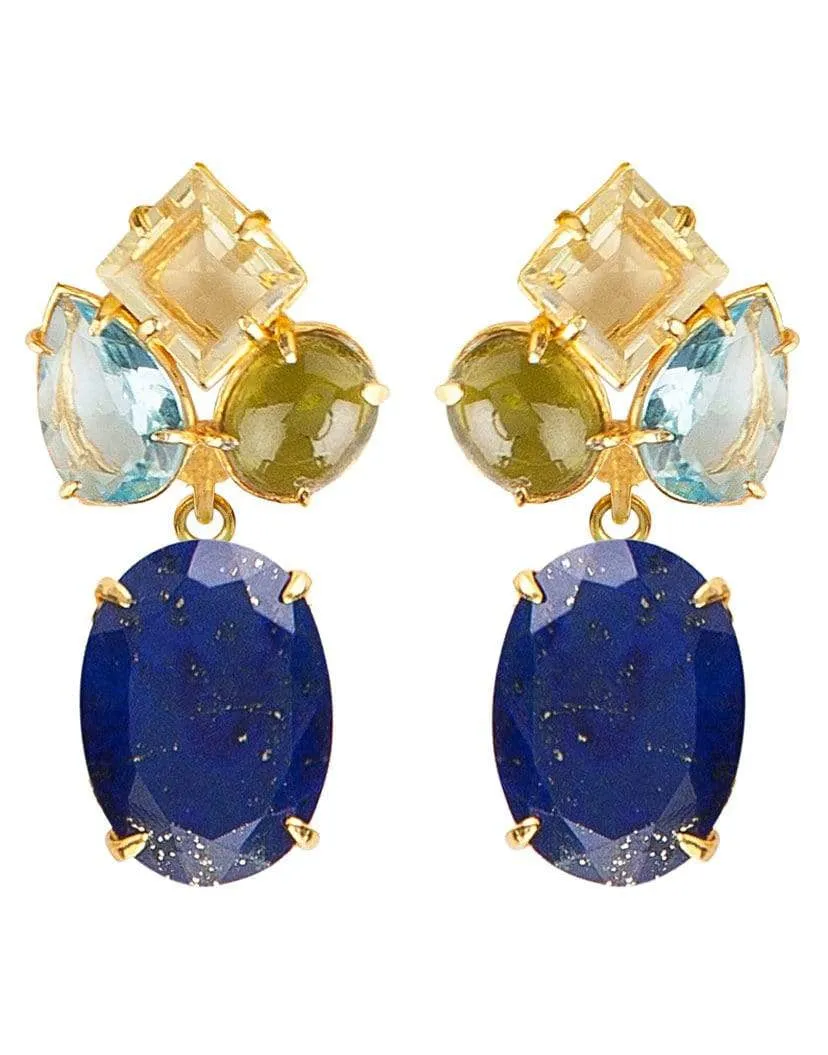 2-in-1 Lapis & Quartz Earrings