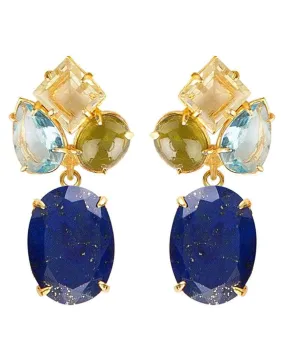 2-in-1 Lapis & Quartz Earrings