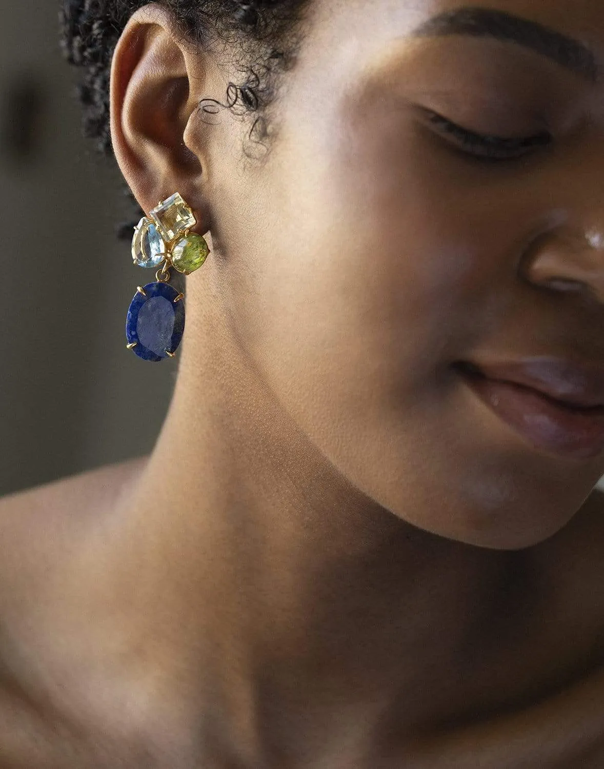 2-in-1 Lapis & Quartz Earrings