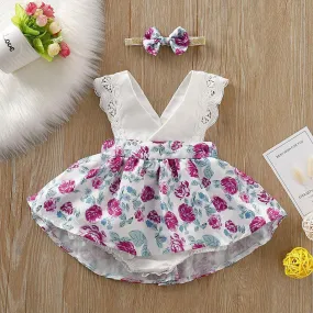 2-piece Baby Flower Dress Romper