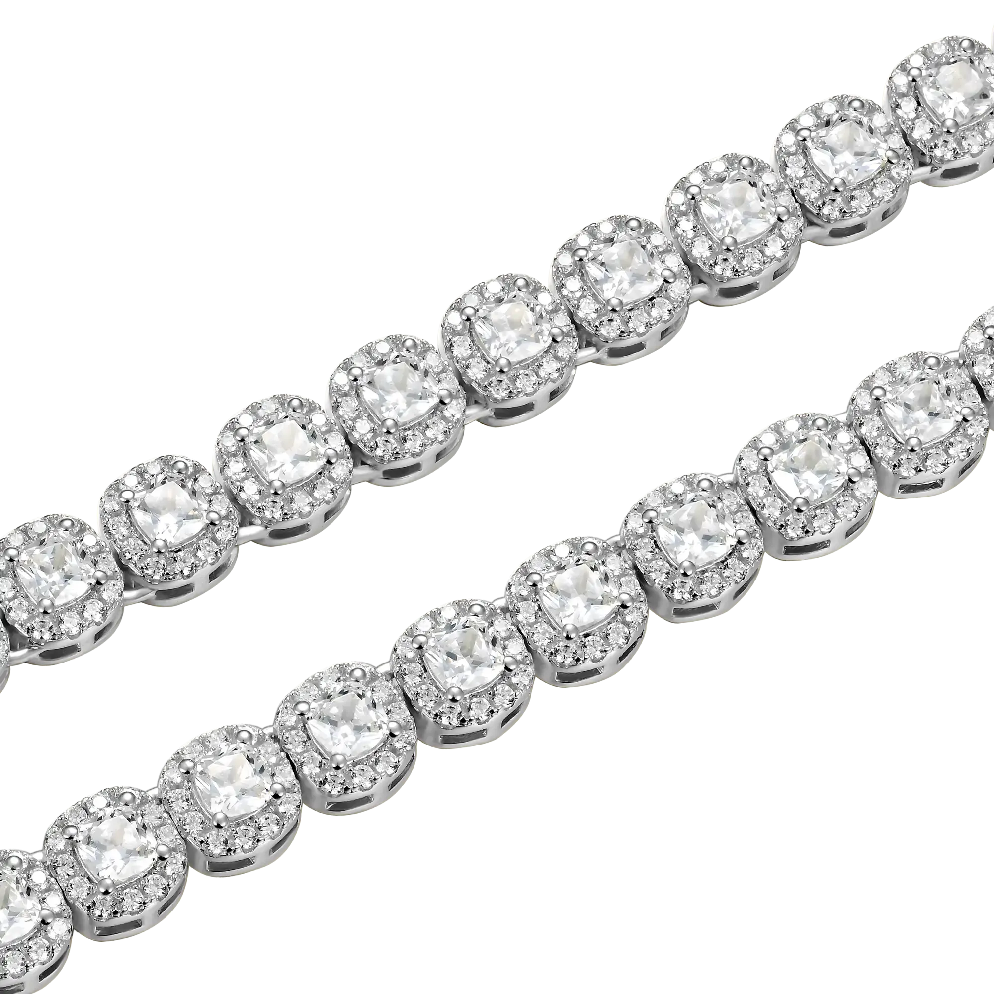 7mm Cushion-Cut Clustered Tennis Chain   Bracelet Gift Set