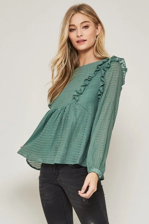 A Semi-sheer Striped Woven Top