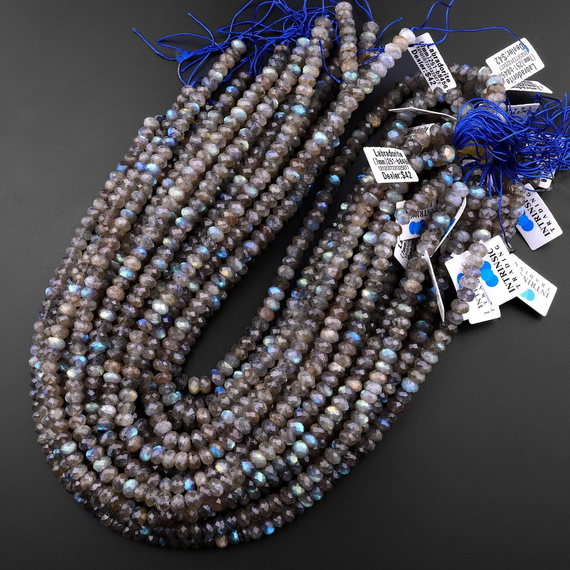 AA Faceted Labradorite Rondelle Beads 6mm 8mm 10mm Brilliant Golden Blue Flashes Fire 15.5" Strand