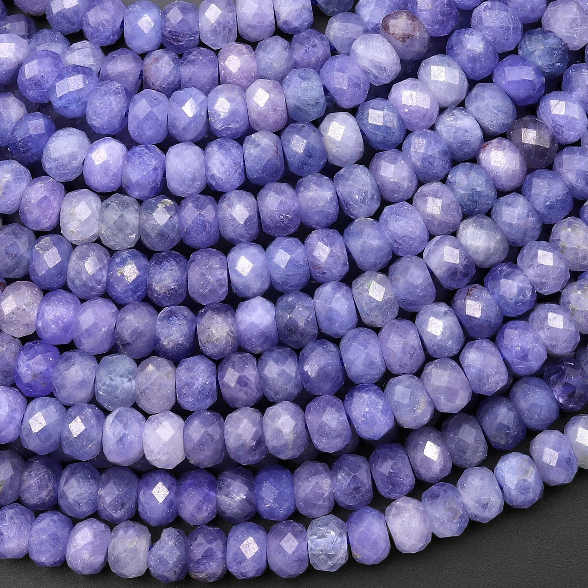 AA Faceted Natural Tanzanite Rondelle Beads 4mm 6mm Real Genuine Gemstone 15.5" Strand