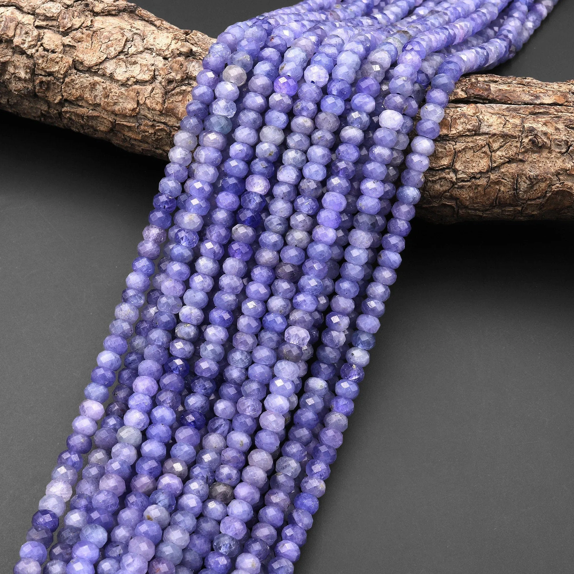 AA Faceted Natural Tanzanite Rondelle Beads 4mm 6mm Real Genuine Gemstone 15.5" Strand