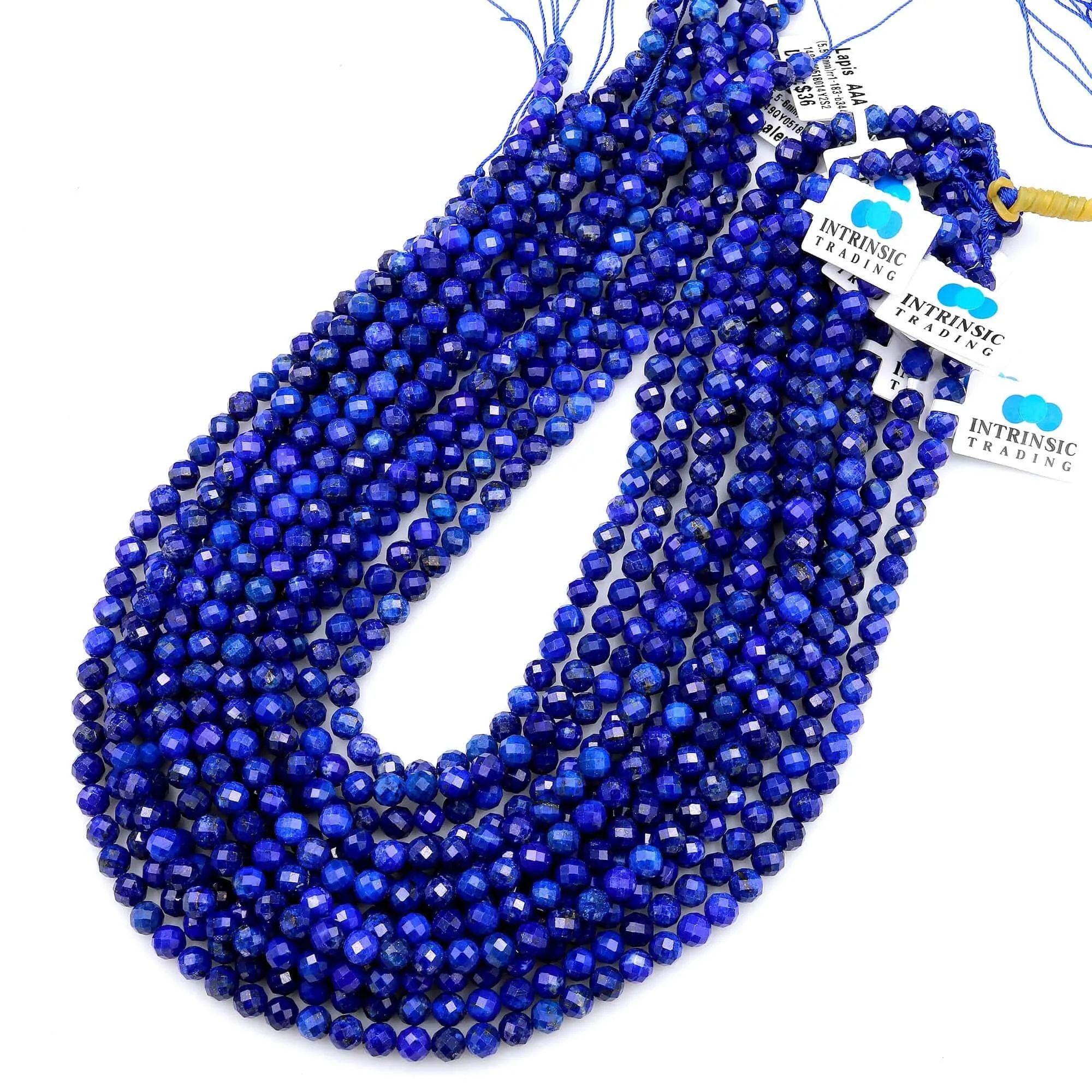 AAA Faceted Natural Blue Lapis Round Beads 3mm 5mm 6mm Diamond Cut Gemstone 15.5" Strand