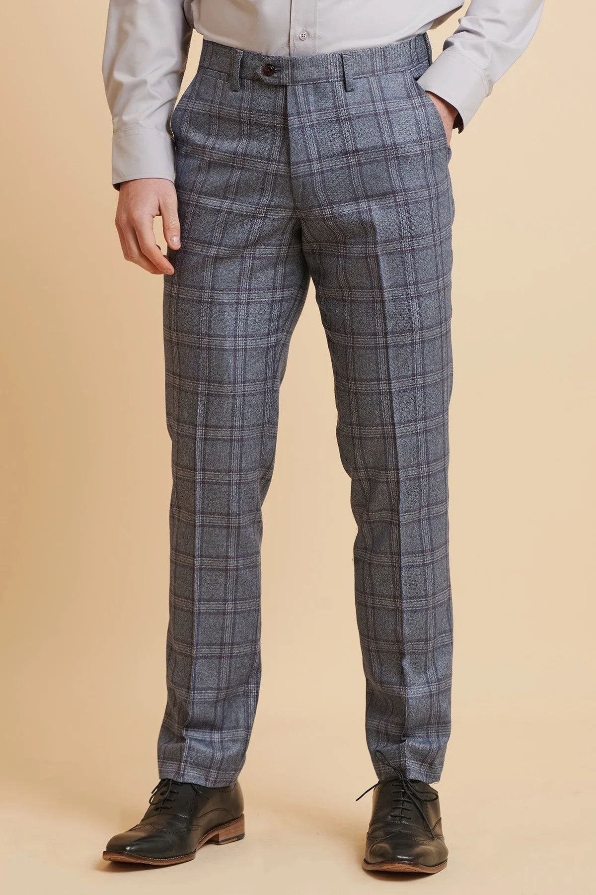 ABBOTT - Blue Tweed Check Trousers