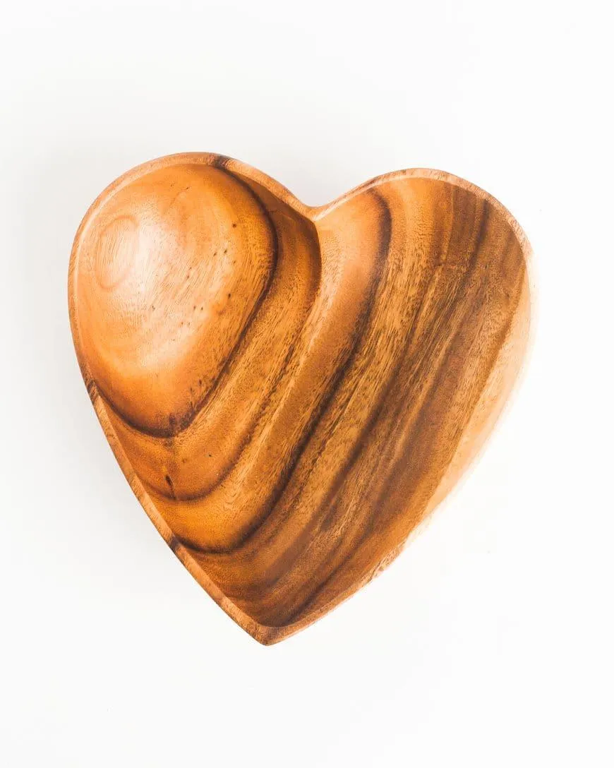 Acacia Wood 10" Heart Bowl