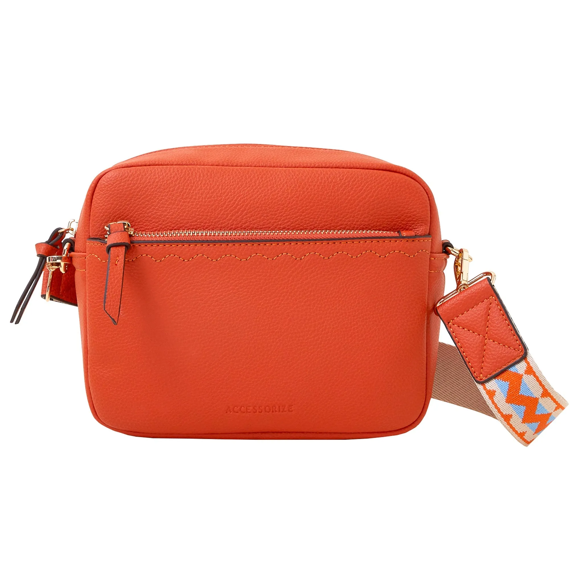 Accessorize London Women's Orange Camera Bag With Webbing Strap