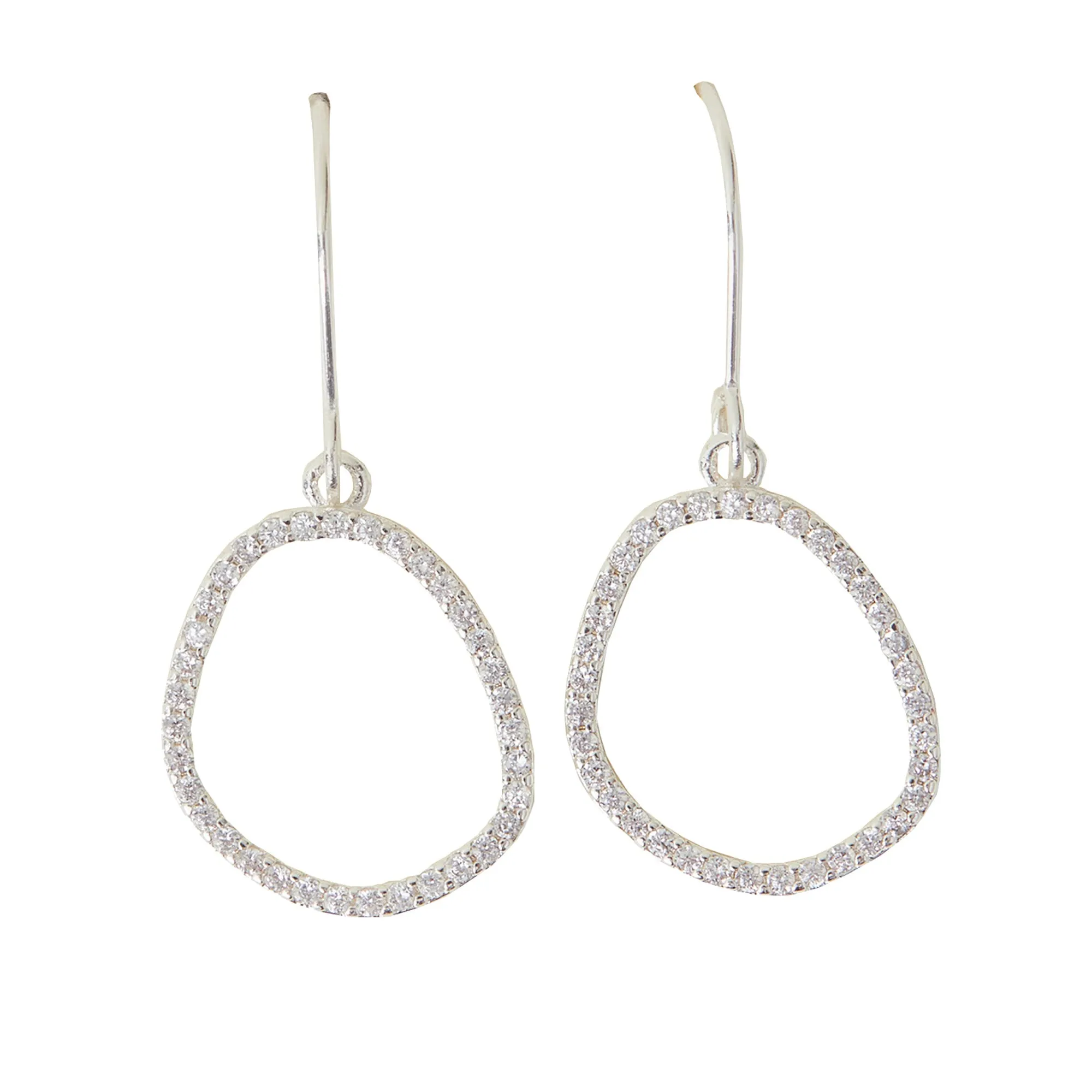 Accessorize London Women's Silver-Plated Cubic Zirconia Pebble Hoops Earrings