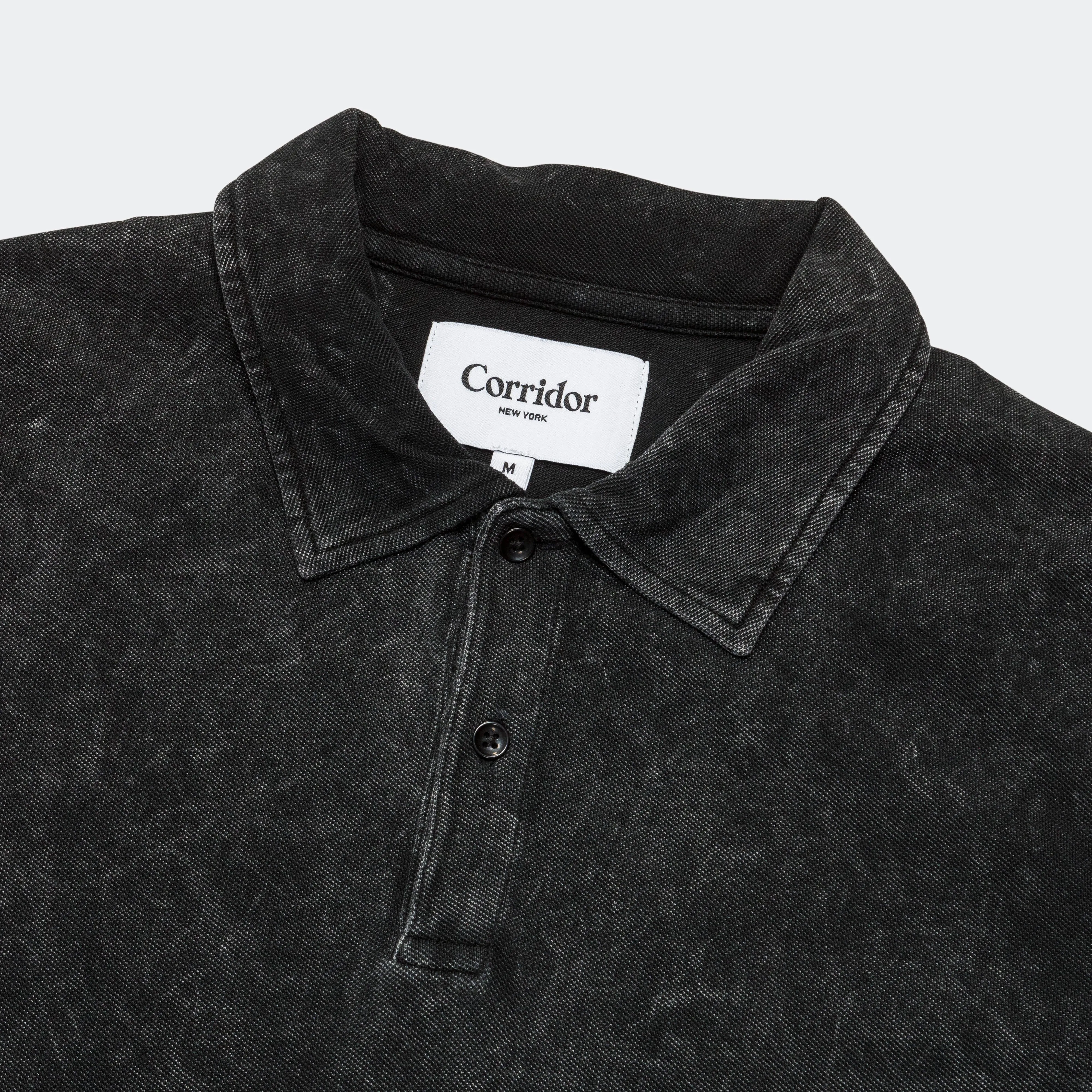 Acid Wash SS Polo - Black