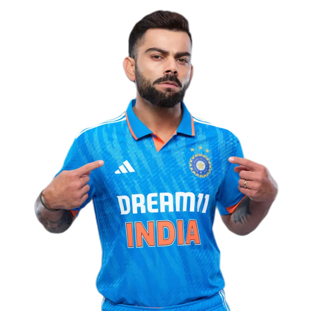 Adidas Men's India Cricket ODI Fan Jersey (Bright Blue)