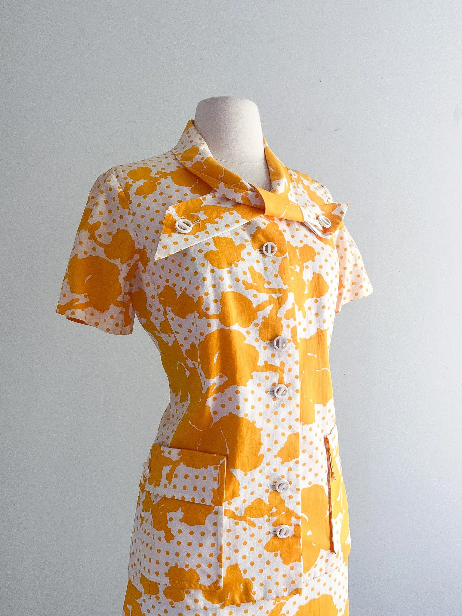 Adorable 1960's Marigold Yellow Summer Two Piece Set / Sz M