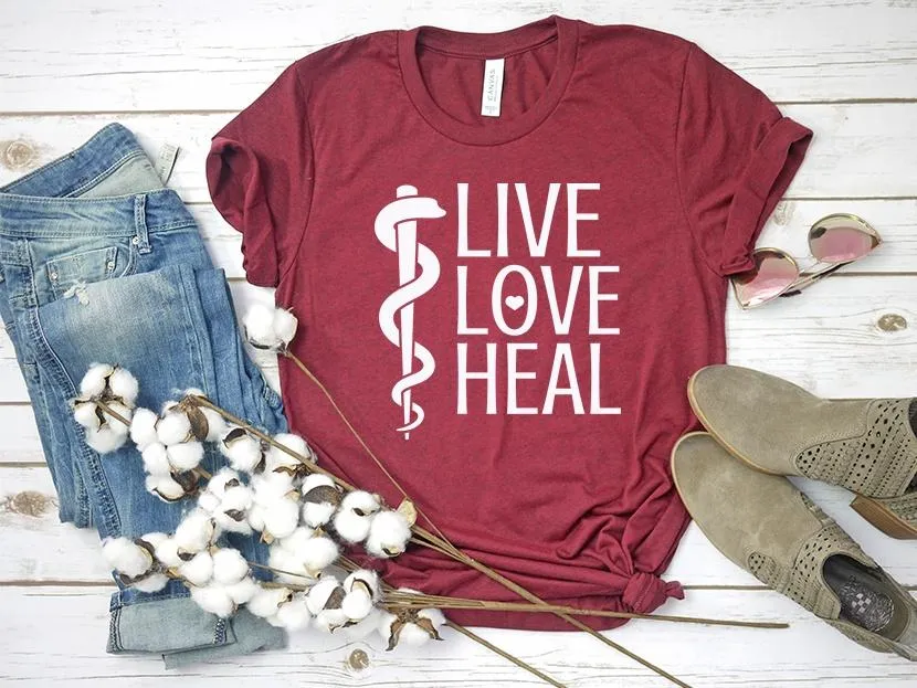 Adult Bella Canvas Tee | Live Love Heal Nurse tee