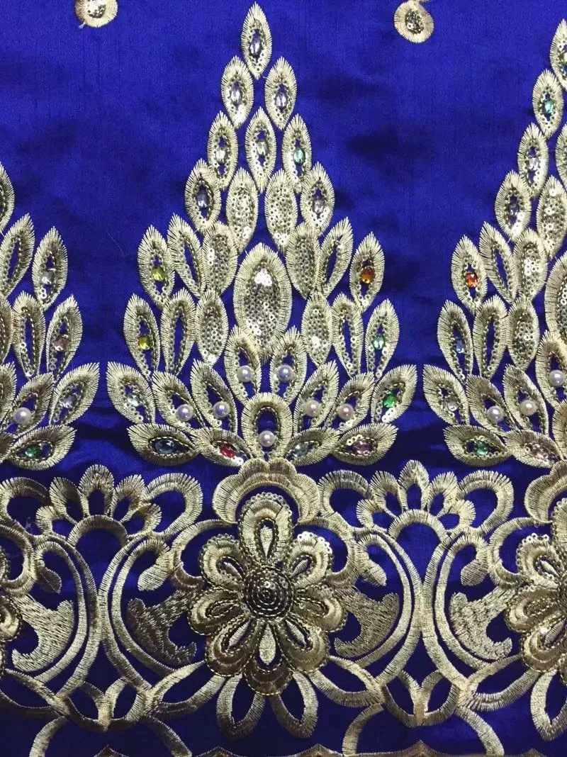 African blue George Lace Fabric Embroidery India George wrappers